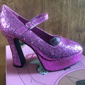 Ellie women pink glitter high heel platform shoes